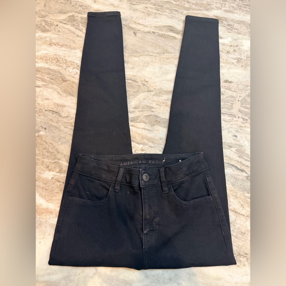 American Eagle High Rise Jegging Jeans Black Stretch Skinny Size 2